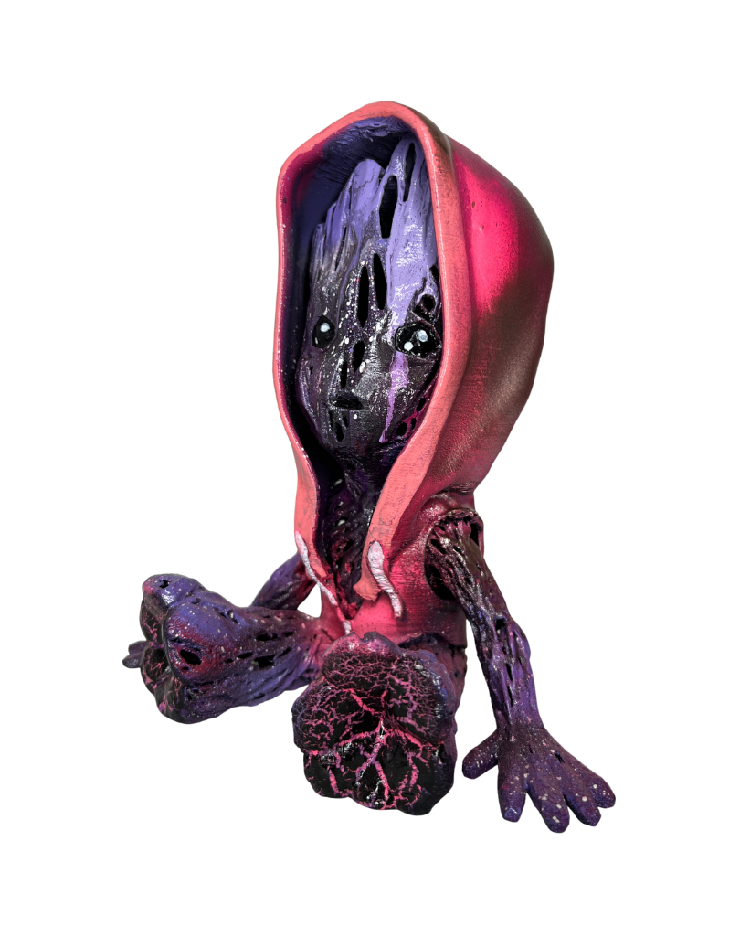 PURPLE GROOT SWEAT - série limitée Groot à capuche, sculpture résine en série limitée de Shenoda pour les fans de l'univers Marvel Geekart et Fanart